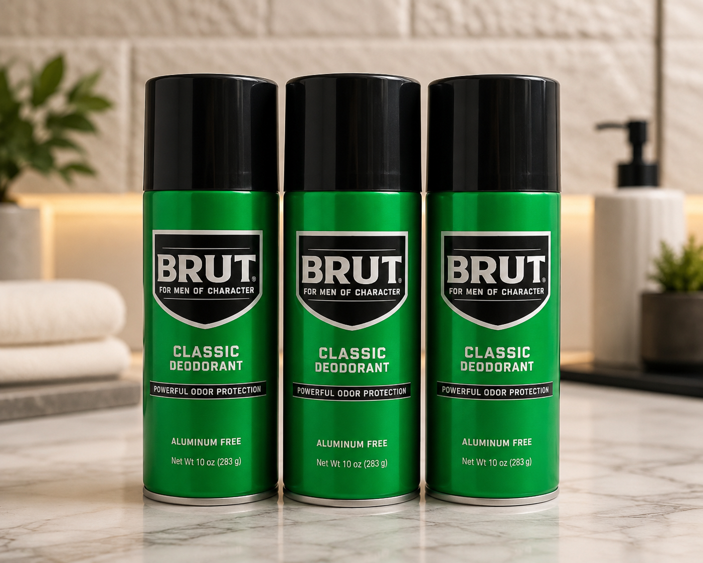 BRUT Classic Deodorant Spray 10 oz Aluminum Free Original Scent Pack of 3