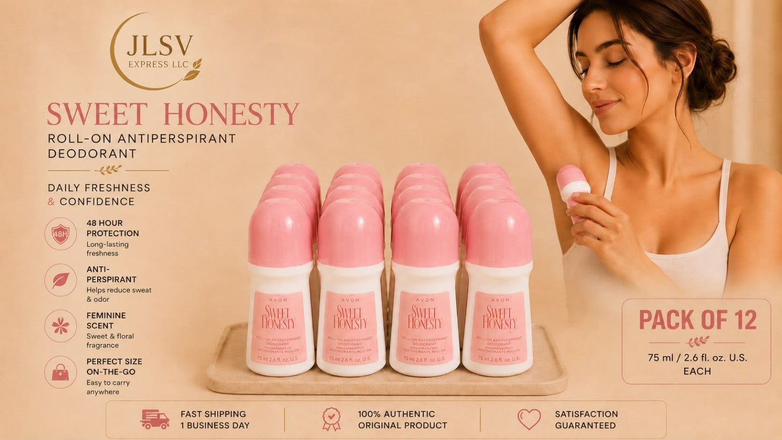 Avon Sweet Honesty Roll-On Antiperspirant Deodorant 2.6 fl oz Pack of 12