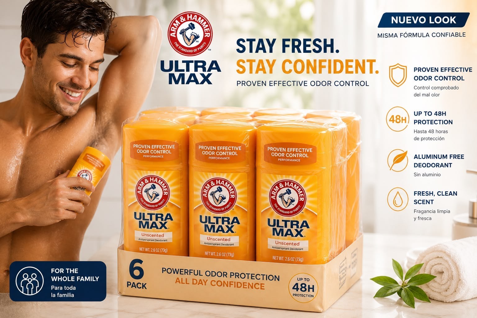 Arm & Hammer Ultra Max Antiperspirant Deodorant 2.6 oz Each – Pack of 6