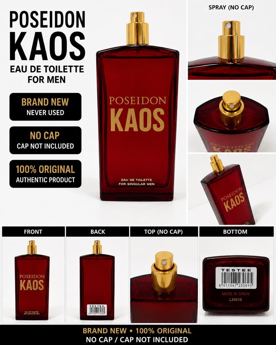 Poseidon Kaos Eau de Toilette for Men 5.1 oz Tester New No Cap