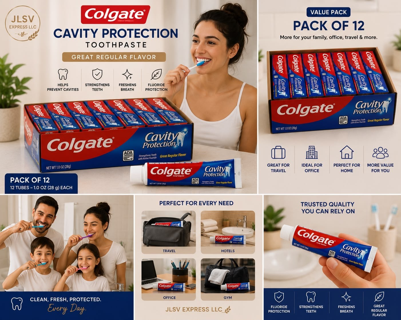 Colgate Cavity Protection Fluoride Toothpaste 1.0 oz Travel Size Pack of 12 New
