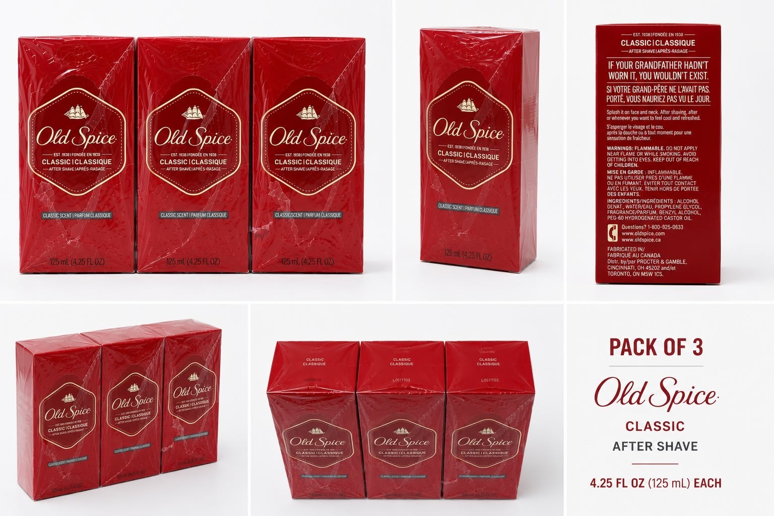 PACK OF 3 Old Spice Classic After Shave 4.25 Fl oz 125 mL new