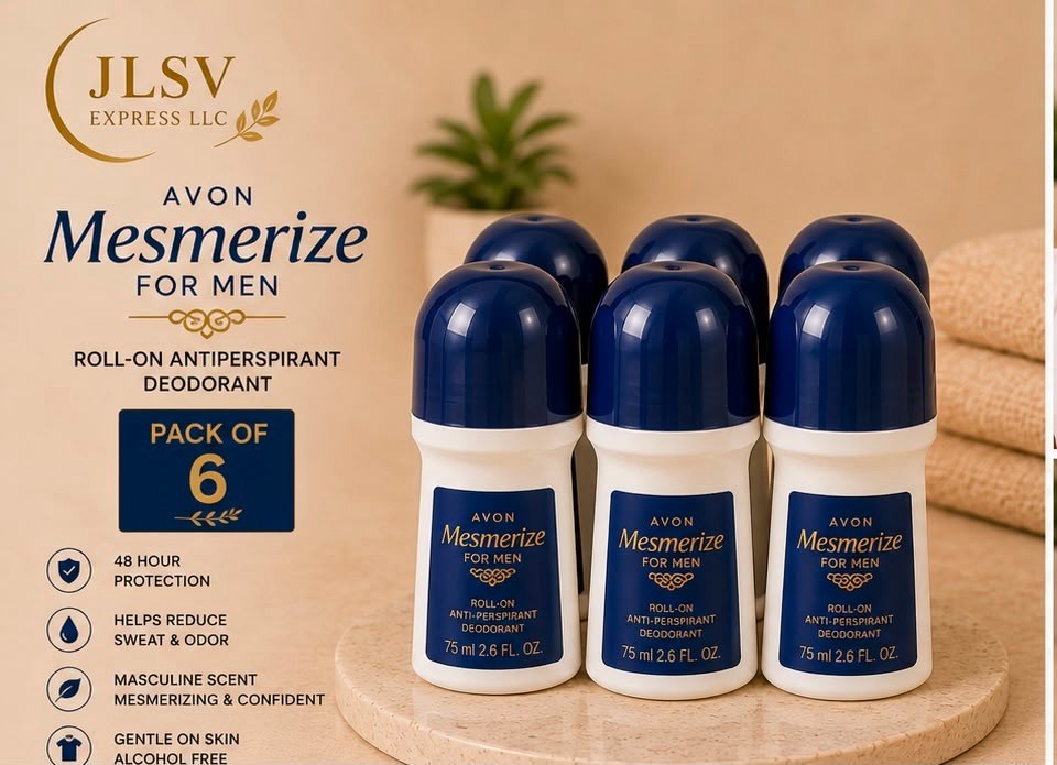Avon Mesmerize for Men Roll-On Antiperspirant Deodorant 2.6 oz (75 mL) Pack of 6