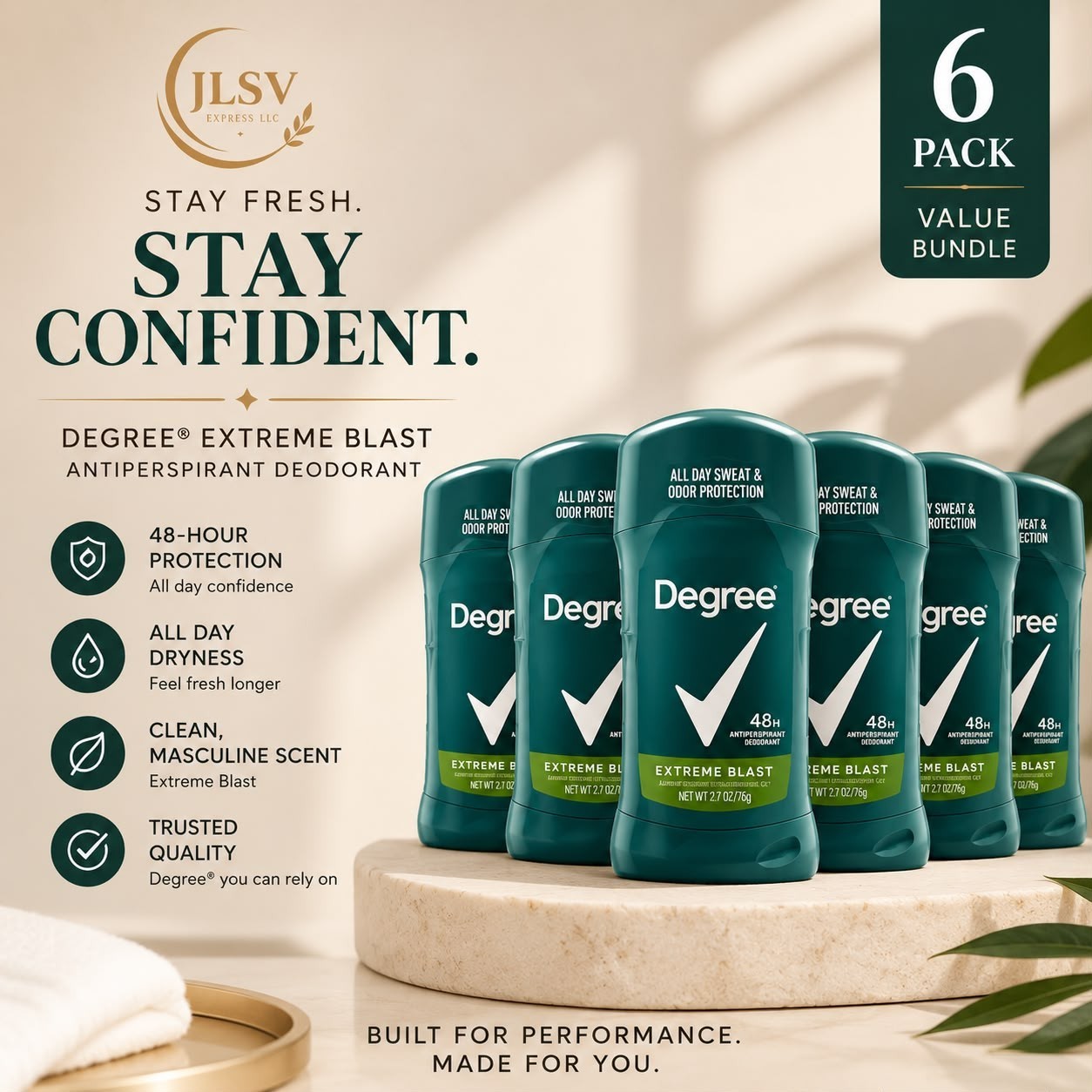 Degree Extreme Blast Antiperspirant Deodorant 2.7 oz, 48-Hour Protection, 6 Pack