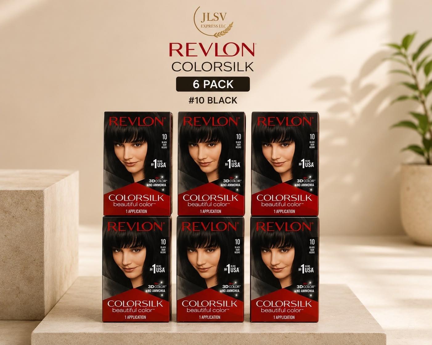 Revlon Colorsilk #10 Black Hair Color Dye 6 Pack | Ammonia Free | 100% Gray Cove