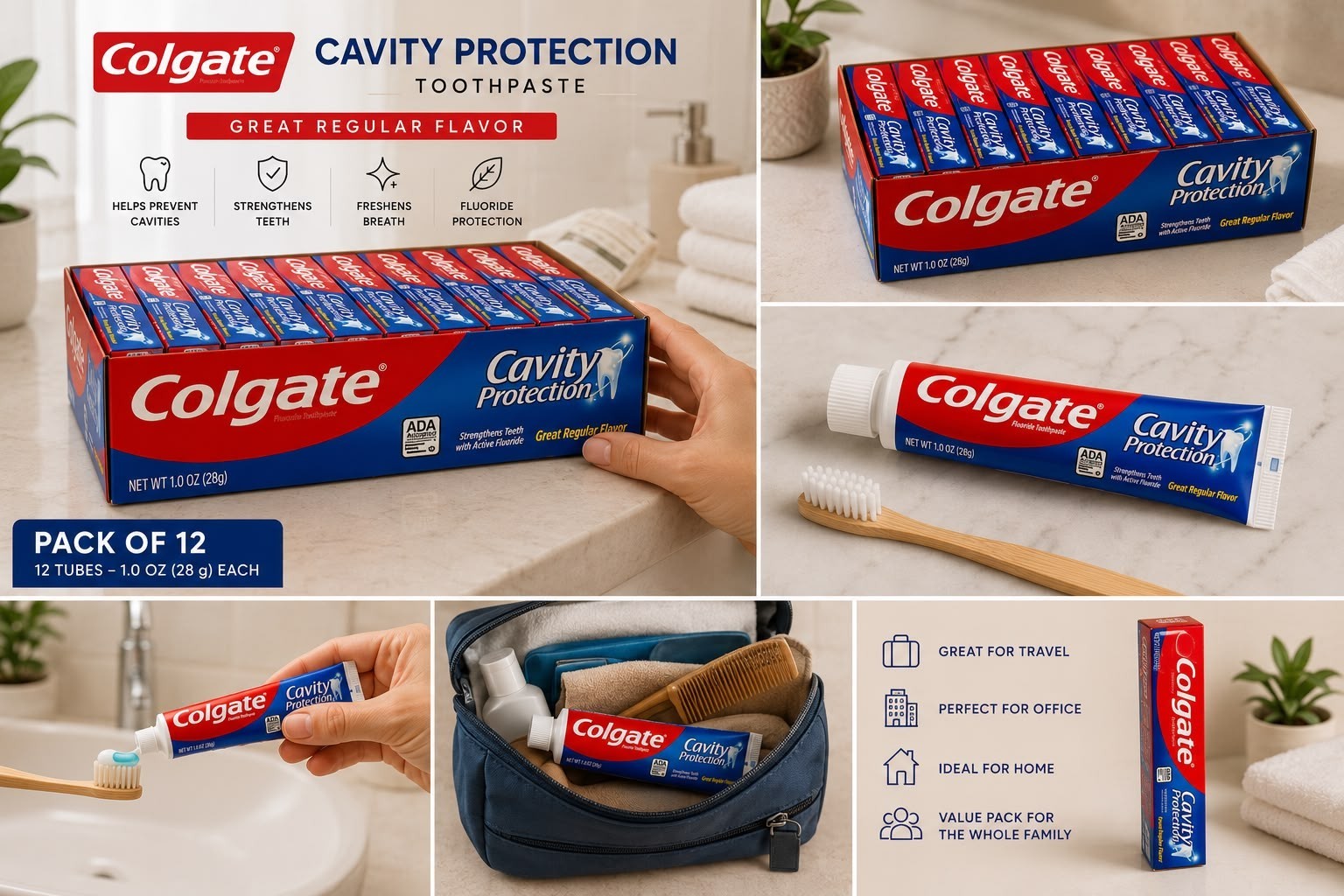 Colgate Cavity Protection Fluoride Toothpaste 1.0 oz Travel Size Pack of 12 New