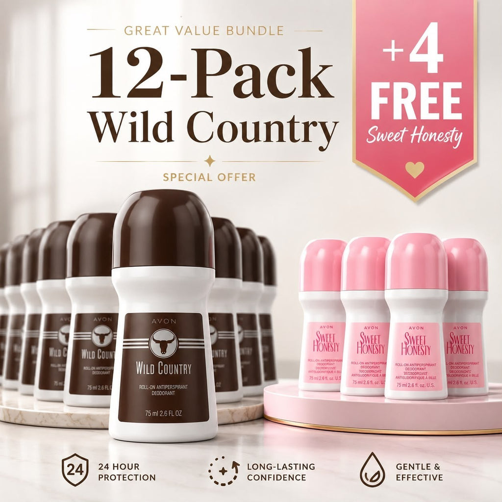 Avon Wild Country Roll On Deodorant 12 Pack + 4 FREE Sweet Honesty NEW