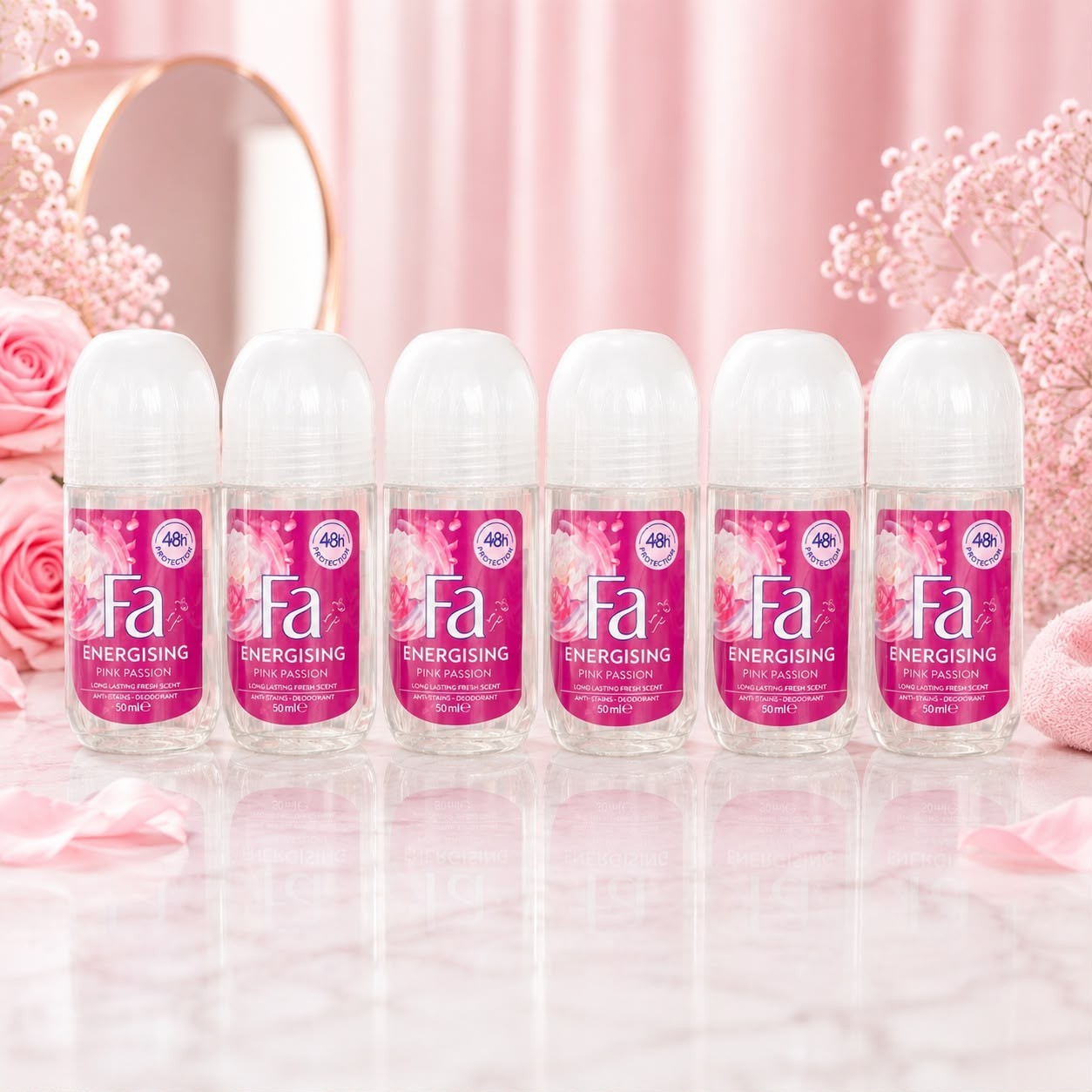 Fa Energising Pink Passion Women’s Roll-On Deodorant 50ml – Pack of 6