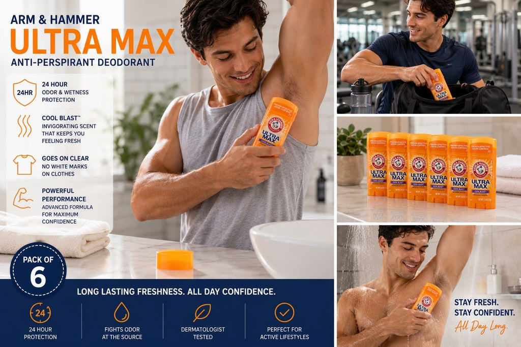 PACK OF 6 Arm & Hammer Ultra Max Antiperspirant Deodorant 2.6 oz Fresh Scent