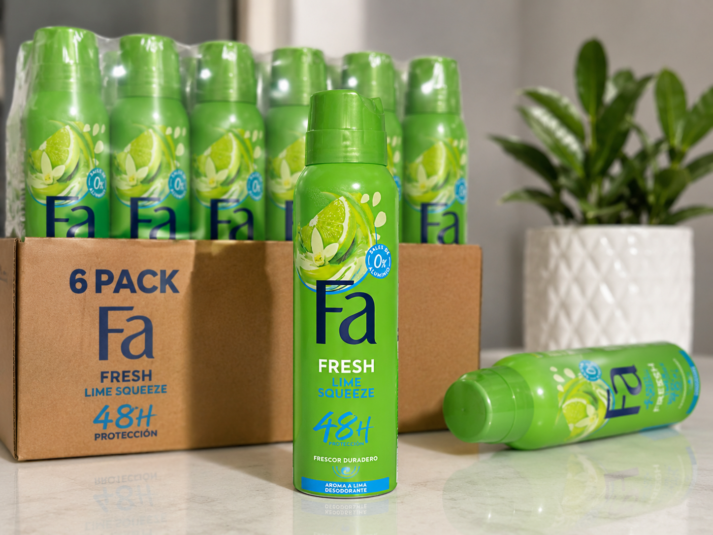 6-Pack Fa Fresh Lime Squeeze Deodorant Spray 150ml (5.07 oz)48H Fresh Protection