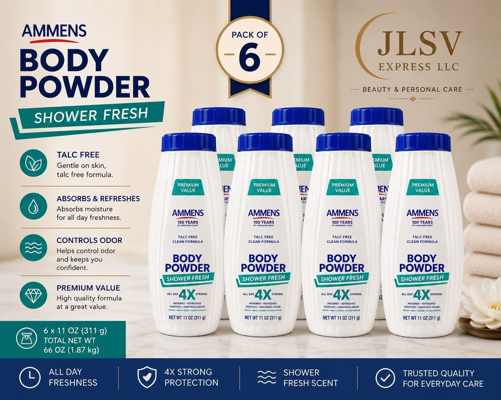 Ammens Body Powder Shower Fresh Talc-Free 11 oz Pack of 6 Value Pack