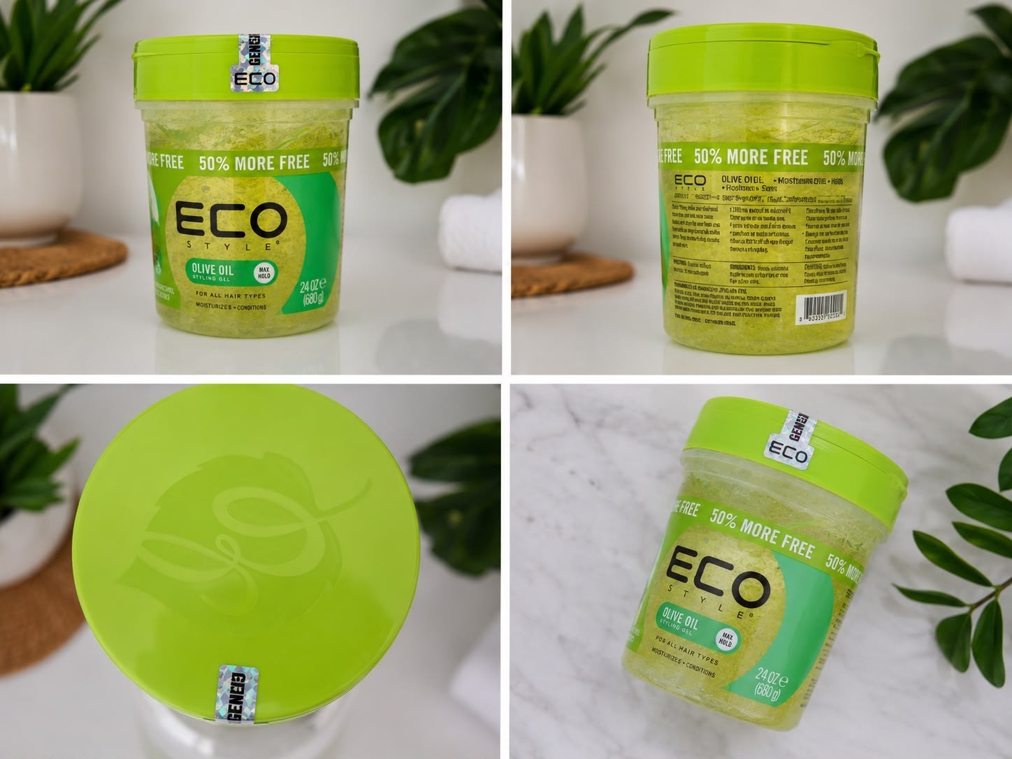 Eco Style Olive Oil Styling Gel 24 oz Pack of 2 Max Hold 50% More Free