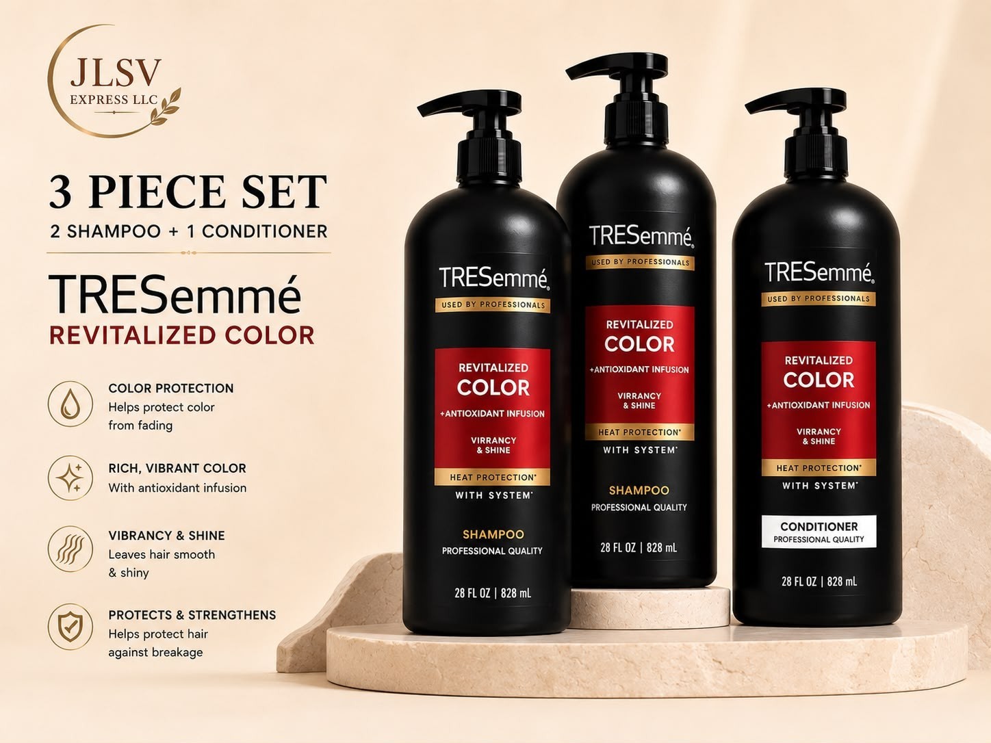 TRESemmé Revitalized Color Set 2 Shampoo + 1 Conditioner 28 fl oz Each 3 Pack