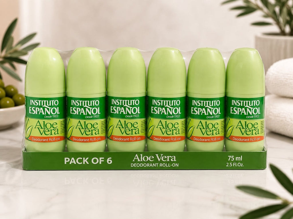 Instituto Español Aloe Vera Roll-On Deodorant 75ml 6-Pack Unisex 48H Fresh