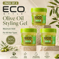 Eco Style Olive Oil Styling Gel 12 oz Pack of 3 Max Hold 50% More Free