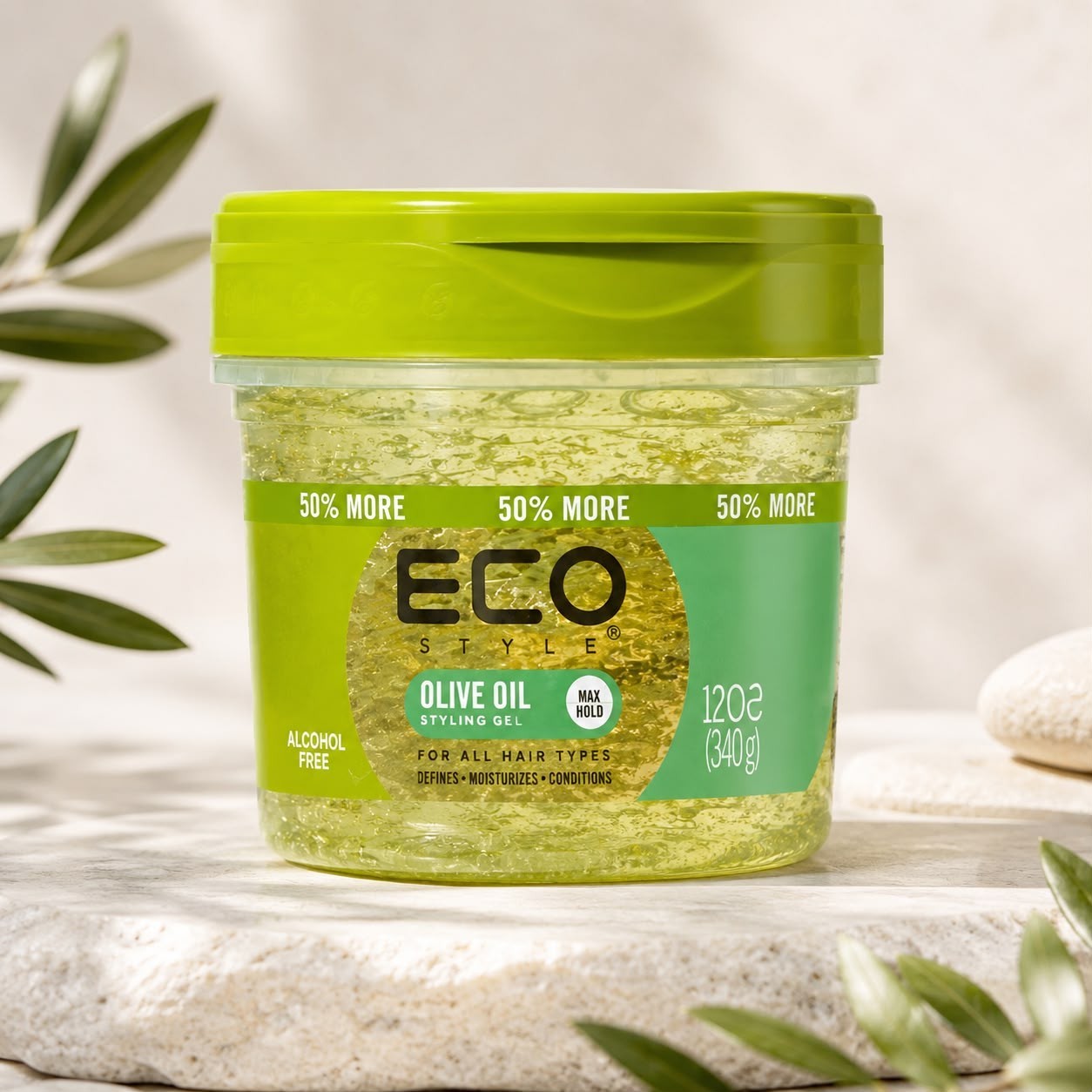 Eco Style Olive Oil Styling Gel 12 oz Pack of 3 Max Hold 50% More Free