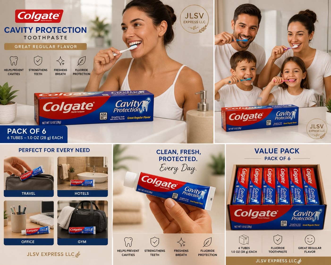 Colgate Cavity Protection Anticavity Fluoride Toothpaste 1 oz Travel Size 6-Pack