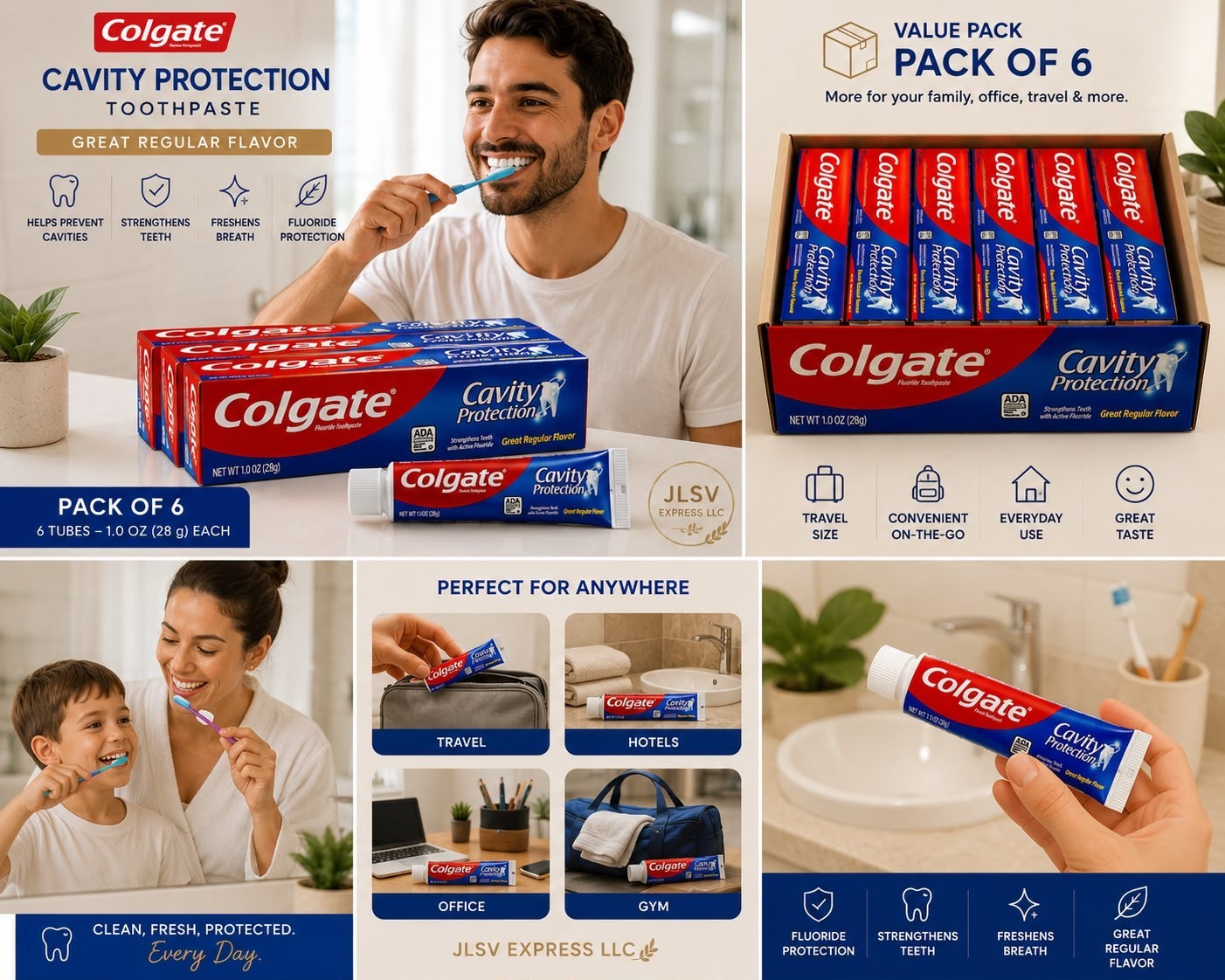 Colgate Cavity Protection Anticavity Fluoride Toothpaste 1 oz Travel Size 6-Pack