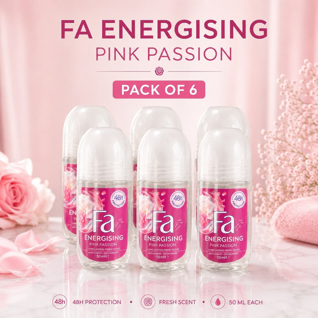 Fa Energising Pink Passion Women’s Roll-On Deodorant 50ml – Pack of 6