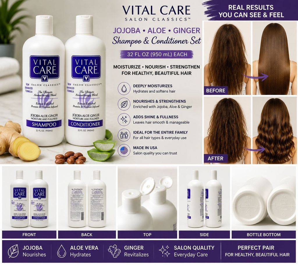 Vital Care Jojoba Aloe Ginger Shampoo & Conditioner Set 32 oz 950ml Salon