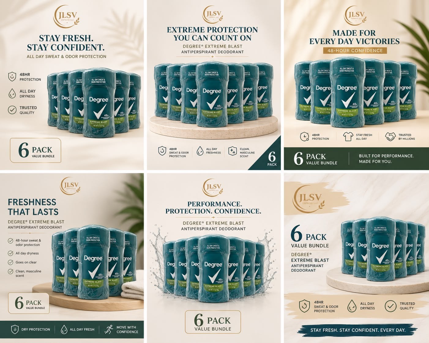 Degree Extreme Blast Antiperspirant Deodorant 2.7 oz, 48-Hour Protection, 6 Pack