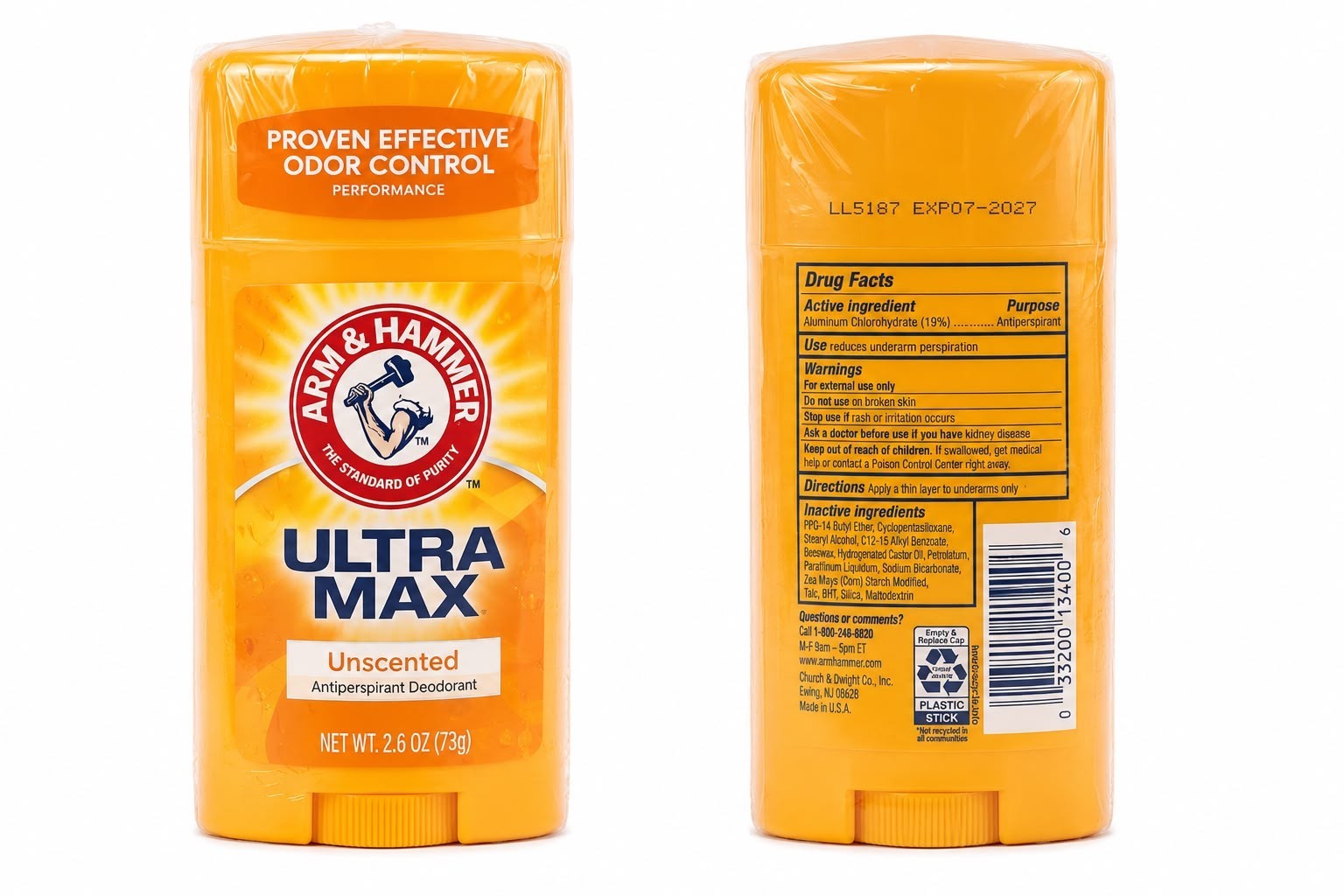 Arm & Hammer Ultra Max Antiperspirant Deodorant 2.6 oz Each – Pack of 6
