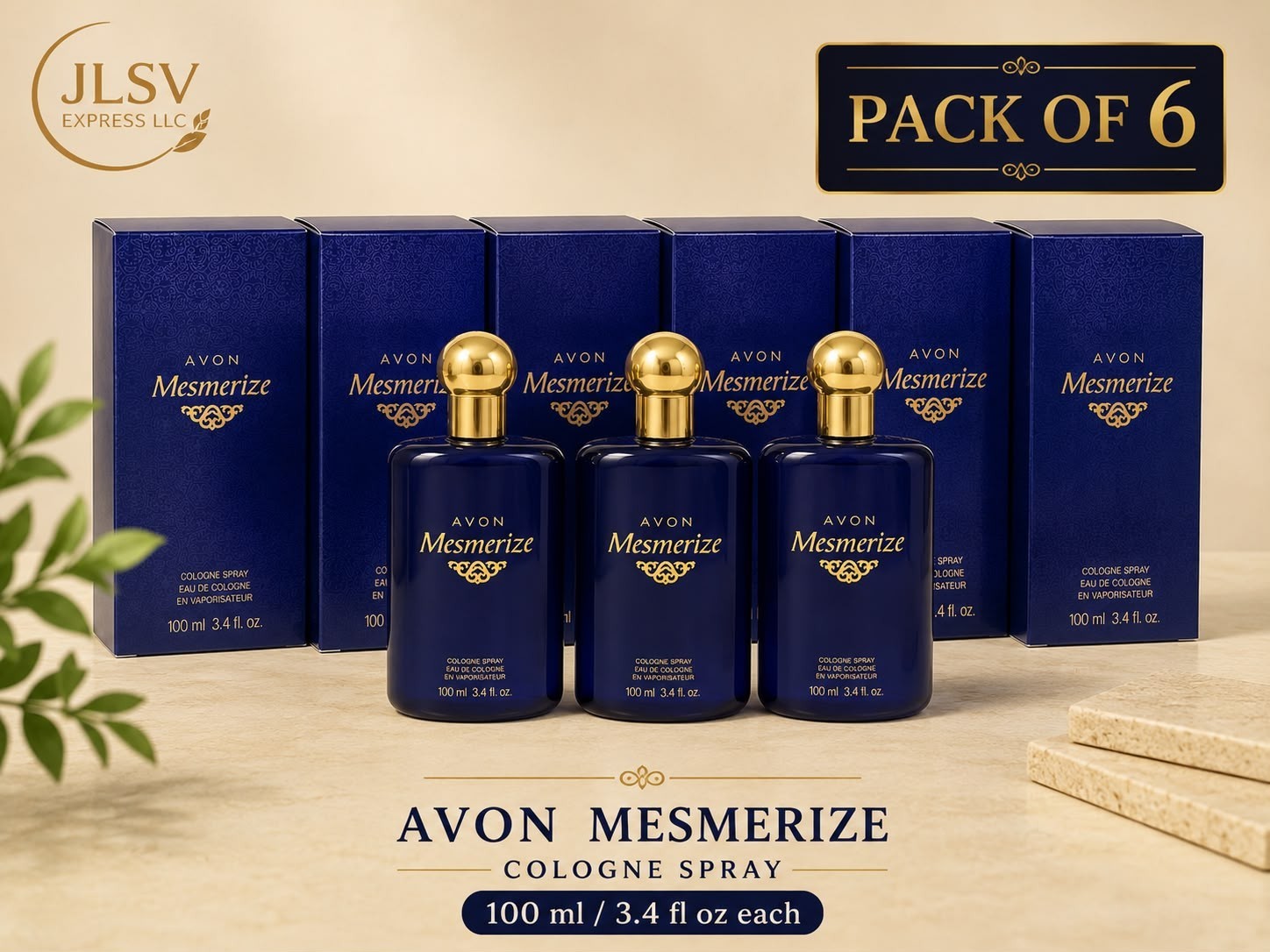 Avon Mesmerize Men’s Cologne Spray 3.4 oz 100 ml Pack of 6