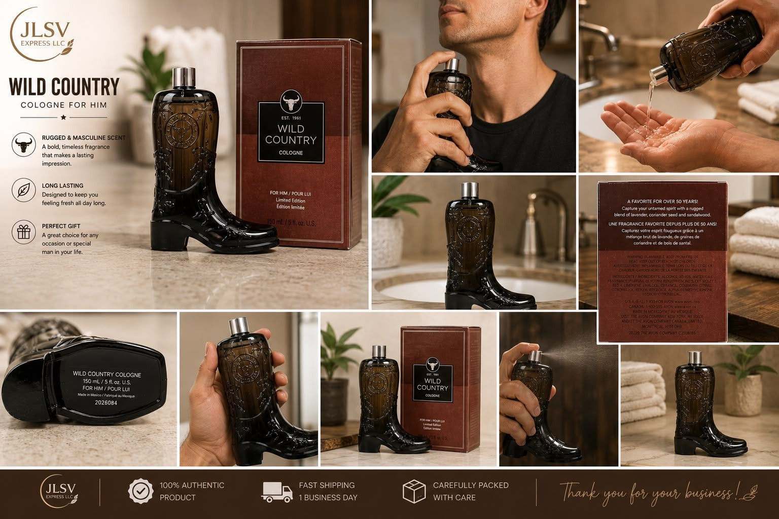 Wild Country Cologne for Men 5 oz 150 mL Limited Edition Fragrance Spray New