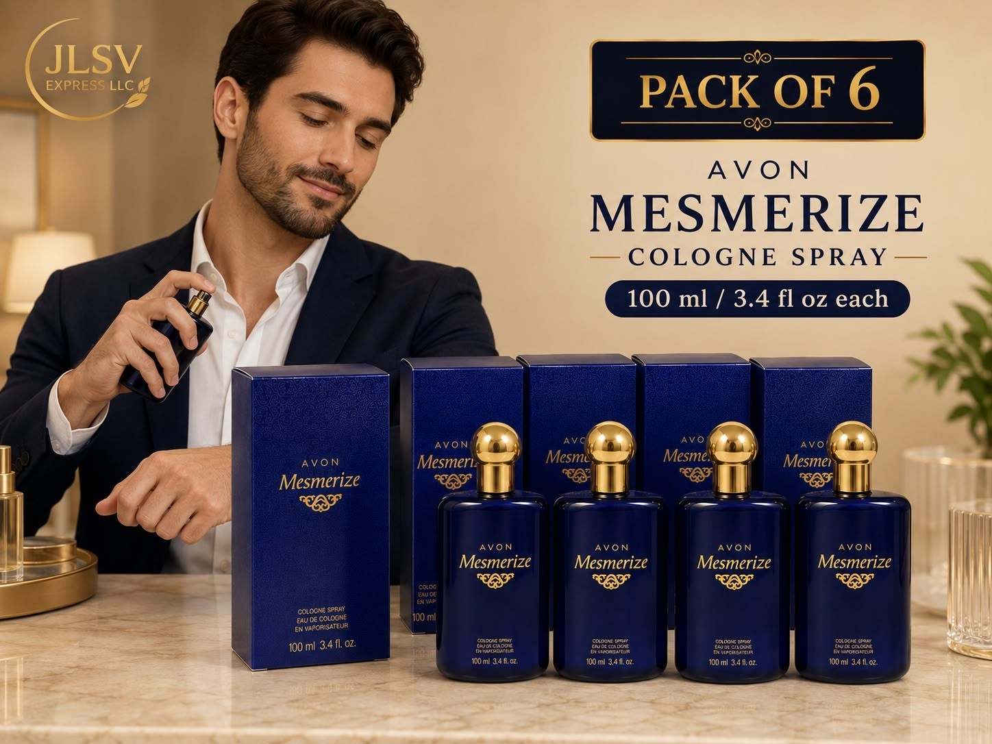 Avon Mesmerize Men’s Cologne Spray 3.4 oz 100 ml Pack of 6