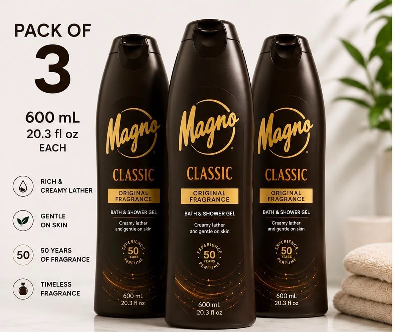 Magno Classic Bath & Shower Gel Original Fragrance 600 mL Pack of 3