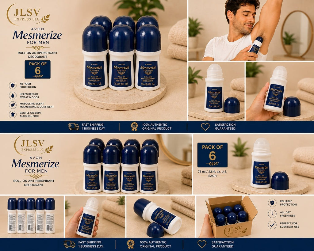Avon Mesmerize for Men Roll-On Antiperspirant Deodorant 2.6 oz (75 mL) Pack of 6