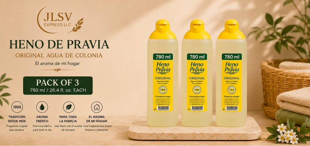 Heno de Pravia Original Agua de Colonia Splash 750 ml (25.4oz)– Pack of 3