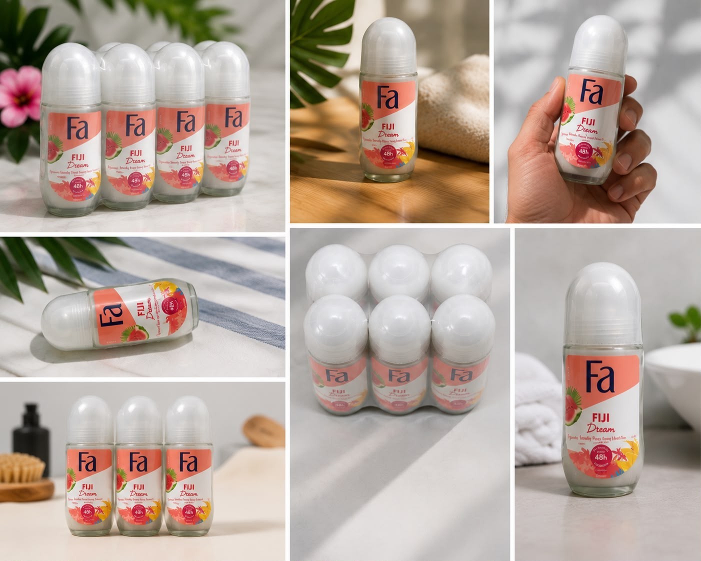 Pack of 6 Fa Fiji Dream Roll-On Antiperspirant Deodorant 50ml Unisex 48H