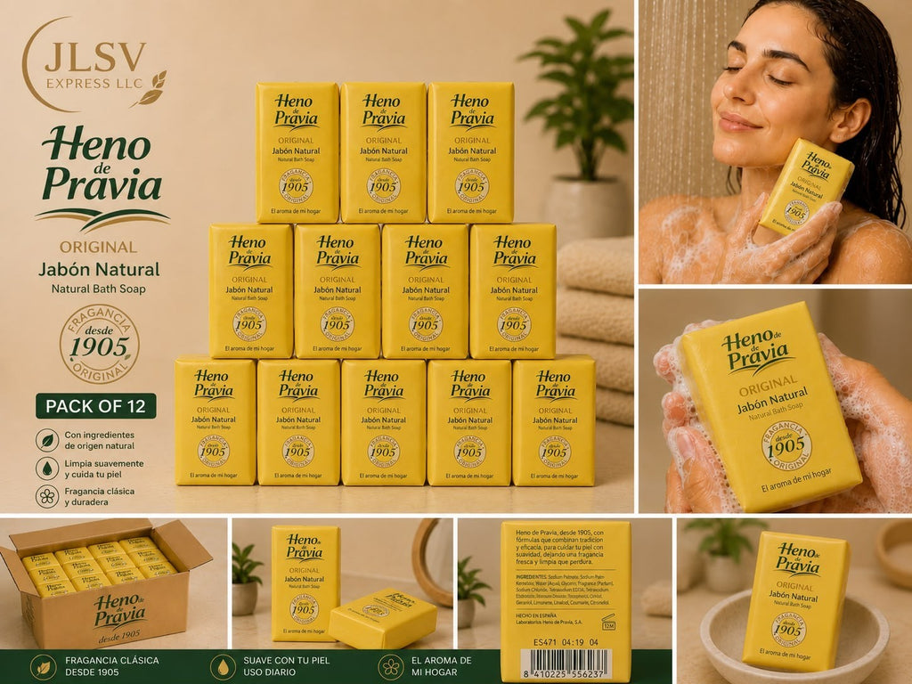 Heno de Pravia Original Natural Bath Soap 4.1 oz Pack of 12 Spanish Bar Soap