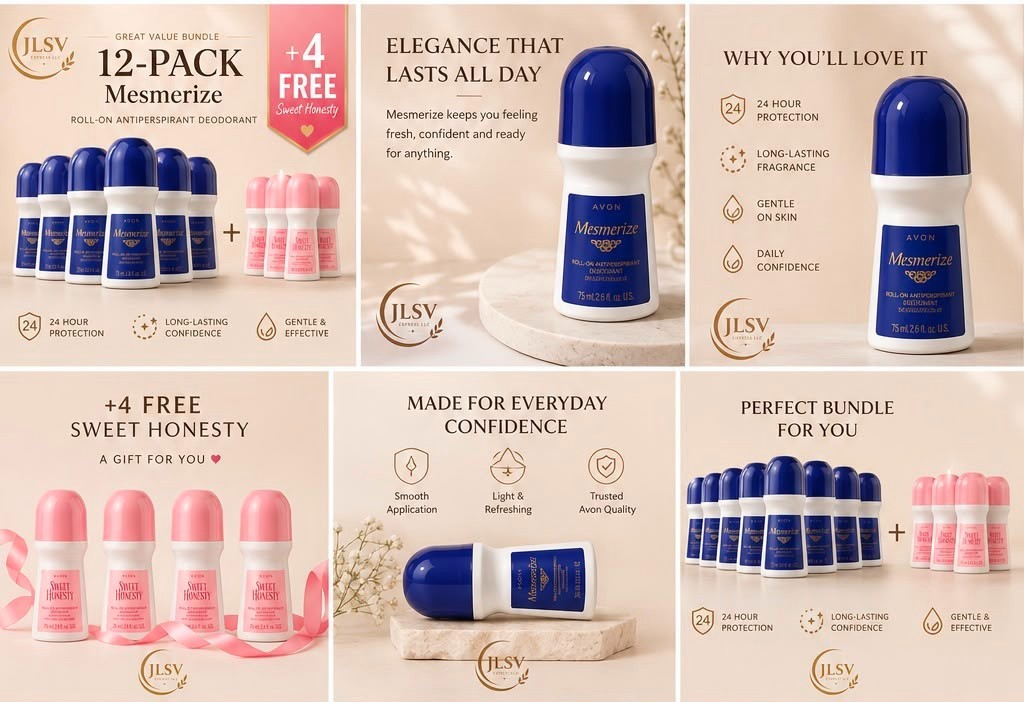 Avon Mesmerize Deodorant Roll-On 2.6 oz, 12 Pack + 4 Sweet Honesty, 16 Total