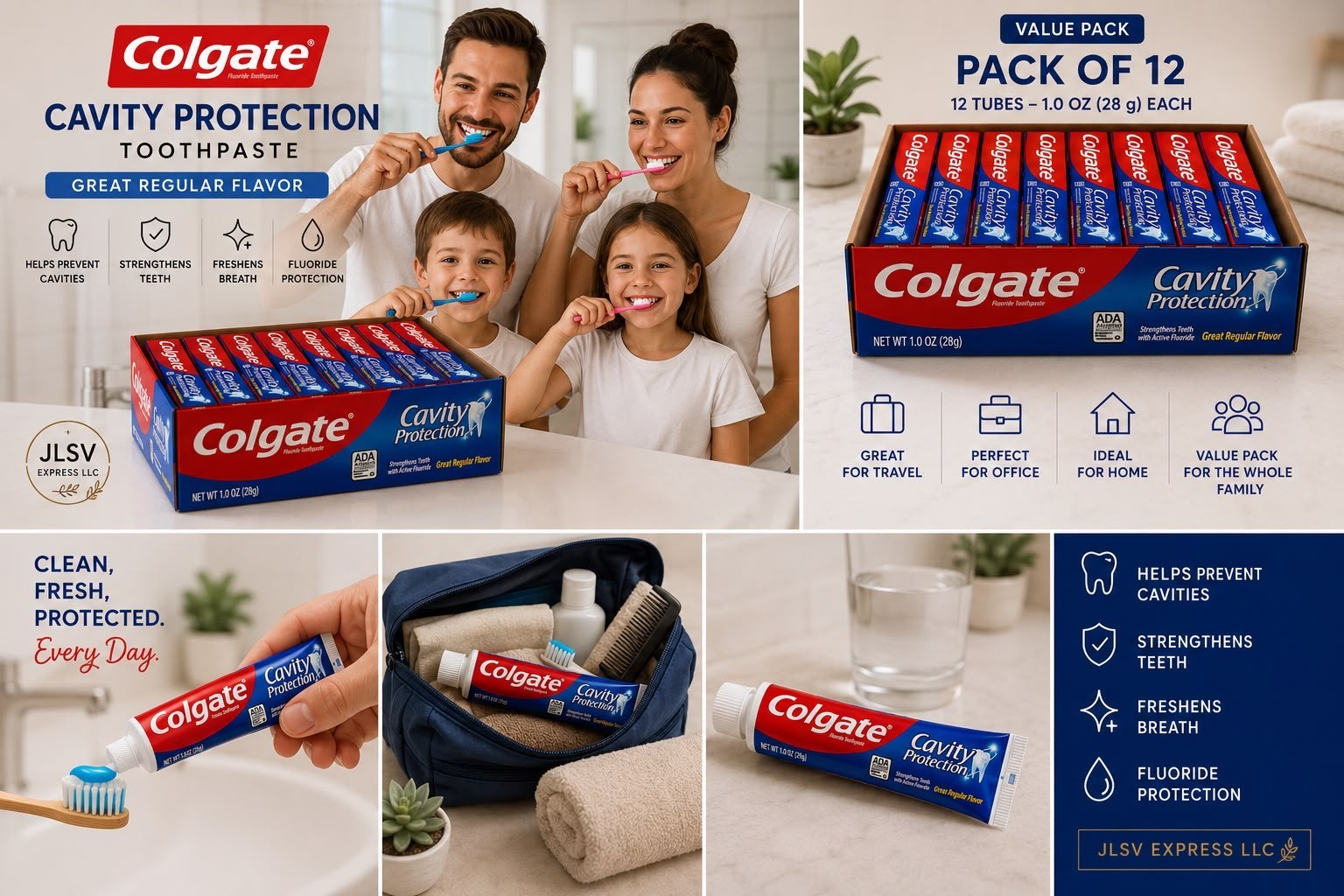 Colgate Cavity Protection Fluoride Toothpaste 1.0 oz Travel Size Pack of 12 New