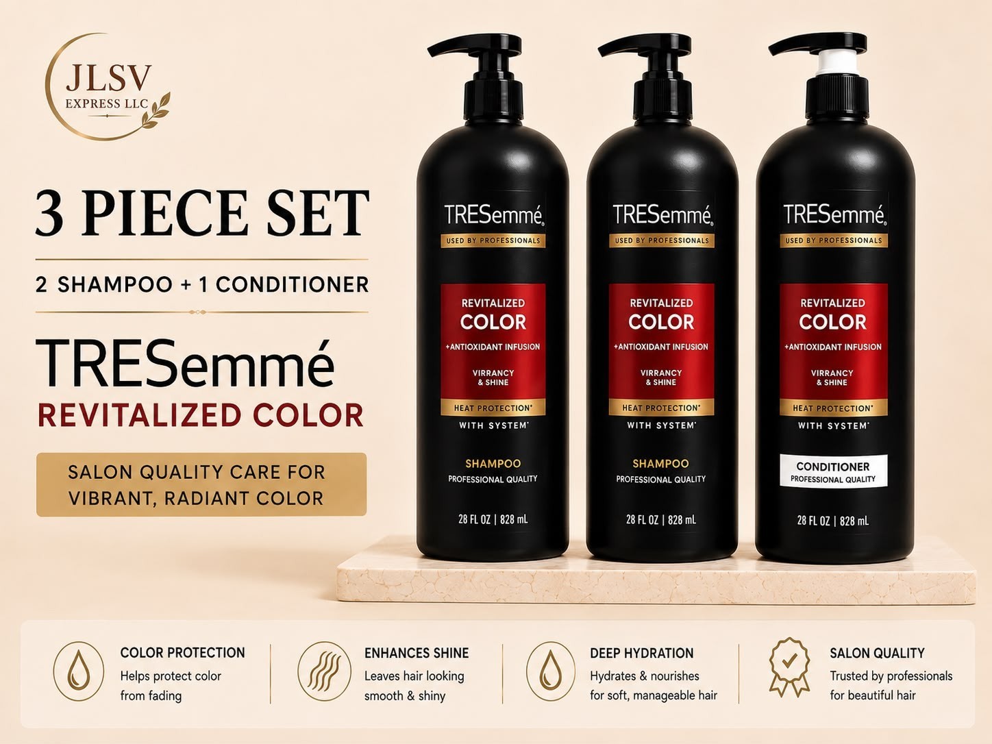 TRESemmé Revitalized Color Set 2 Shampoo + 1 Conditioner 28 fl oz Each 3 Pack