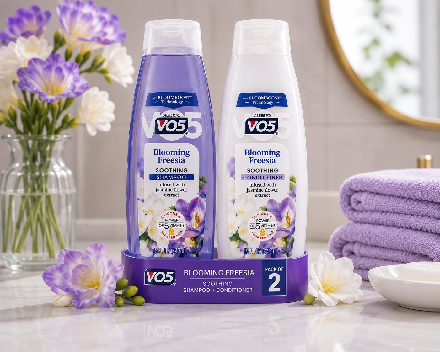 PACK OF 2 V05 Moisturizing Shampoo & Conditioner 400ml Dry Hair Floral Scent