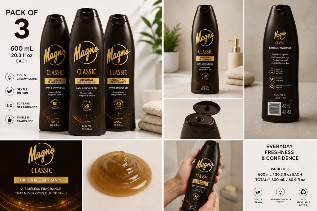 Magno Classic Bath & Shower Gel Original Fragrance 600 mL Pack of 3