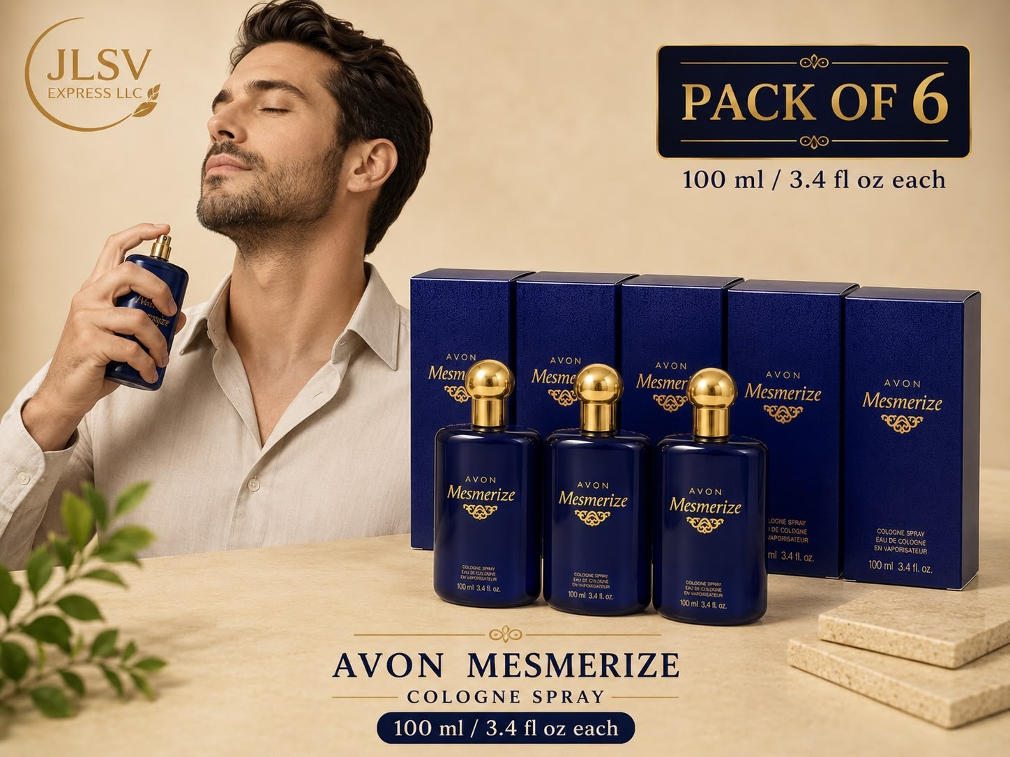 Avon Mesmerize Men’s Cologne Spray 3.4 oz 100 ml Pack of 6