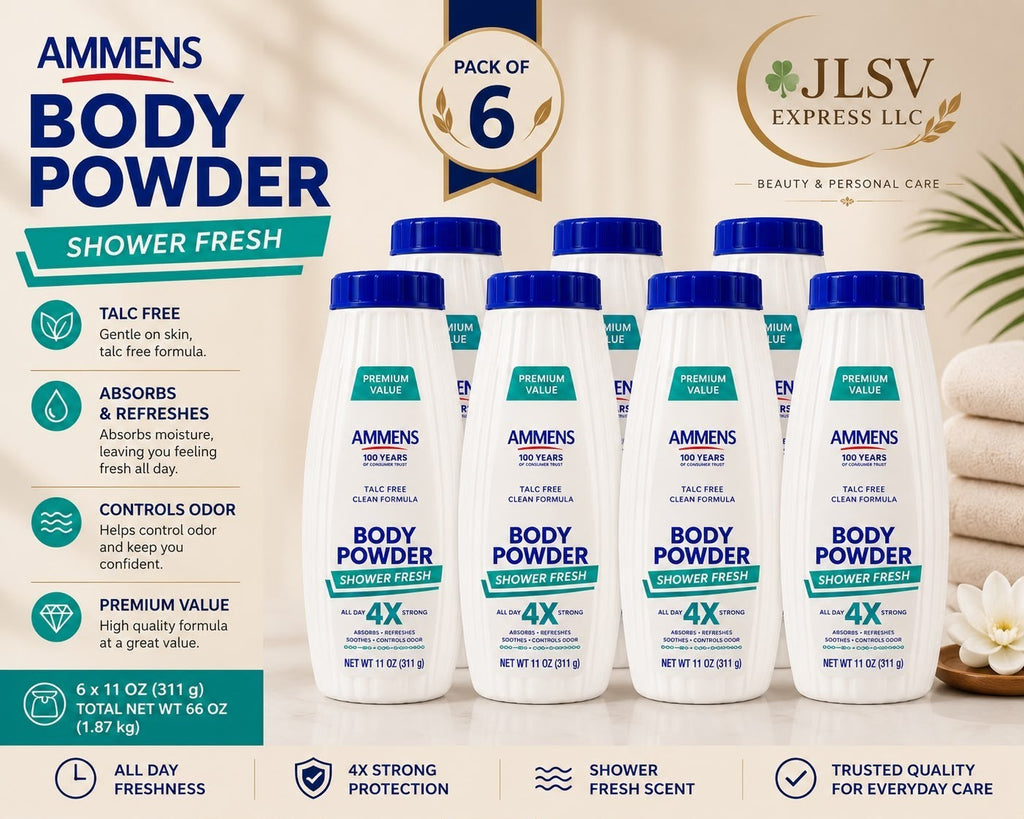 Ammens Body Powder Shower Fresh Talc-Free 11 oz Pack of 6 Value Pack