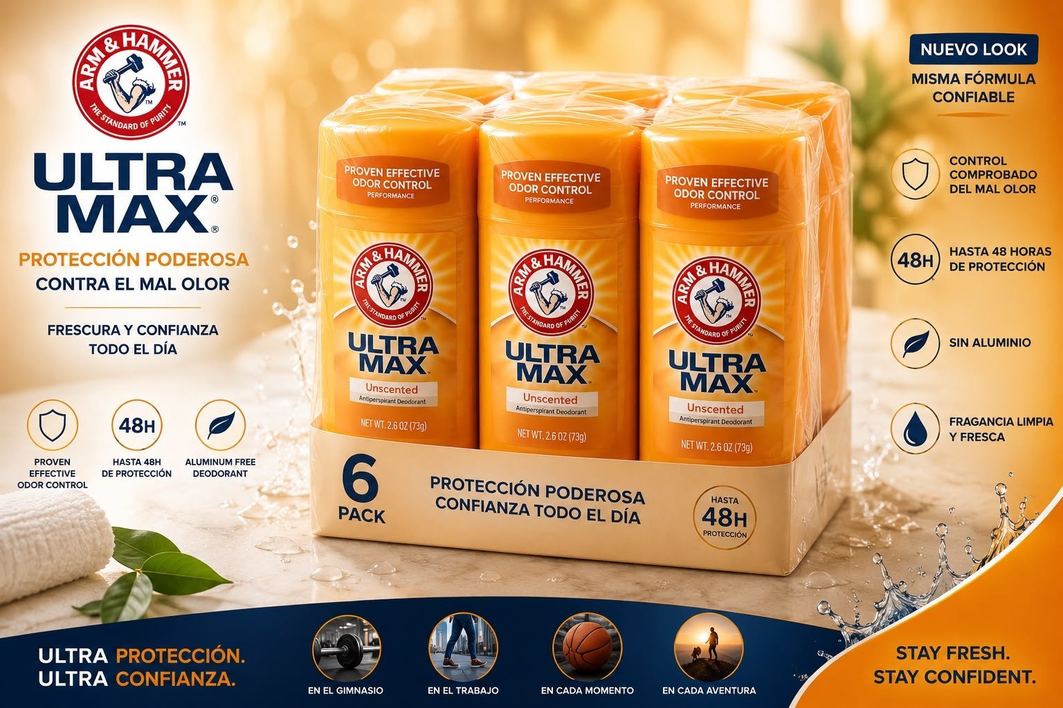 Arm & Hammer Ultra Max Antiperspirant Deodorant 2.6 oz Each – Pack of 6