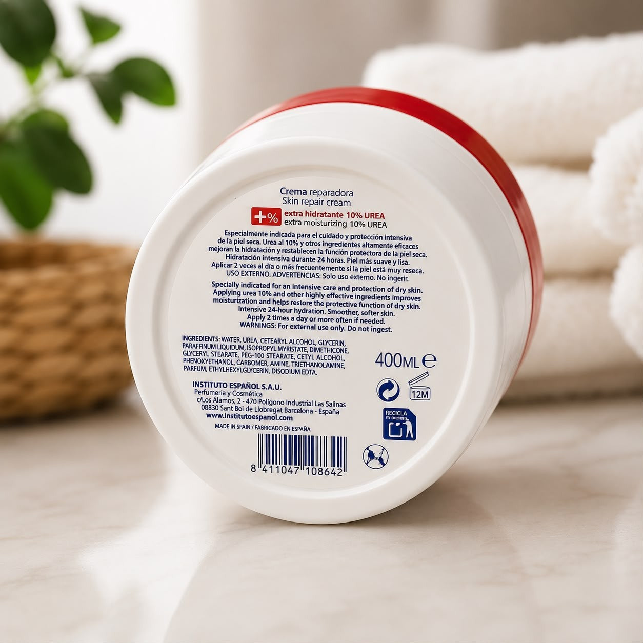 INSTITUTO ESPANOL UREA 10% SKIN REPAIR CREAM 400 ML EXTRA MOISTURIZING DRY SKIN