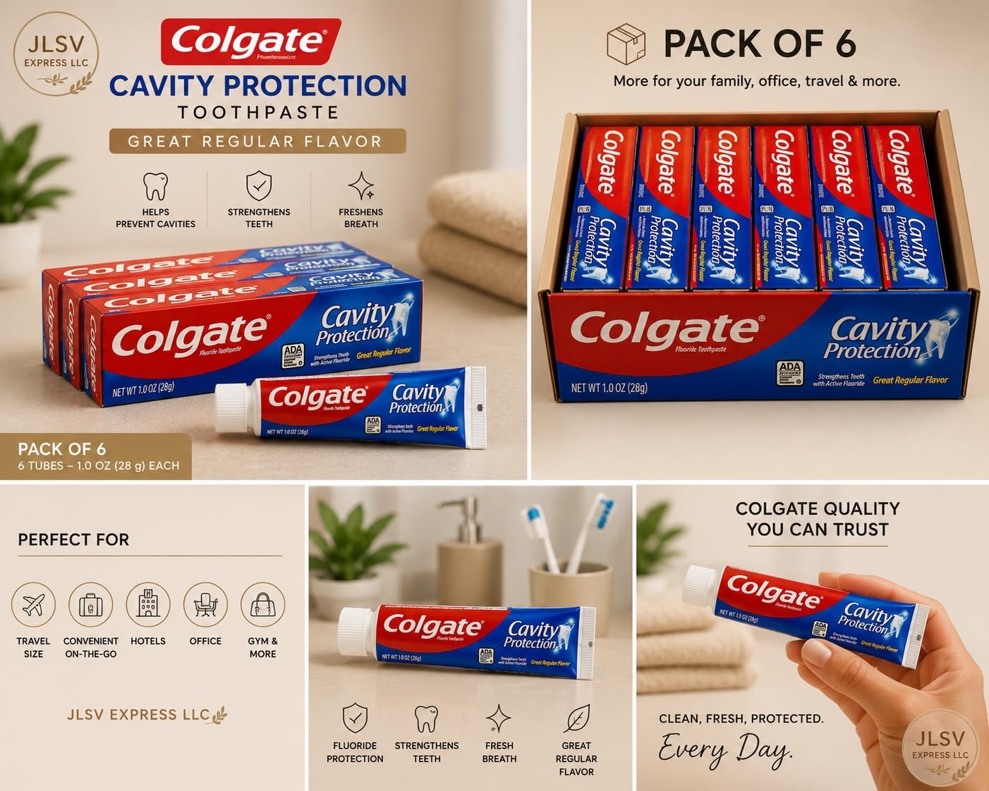 Colgate Cavity Protection Anticavity Fluoride Toothpaste 1 oz Travel Size 6-Pack