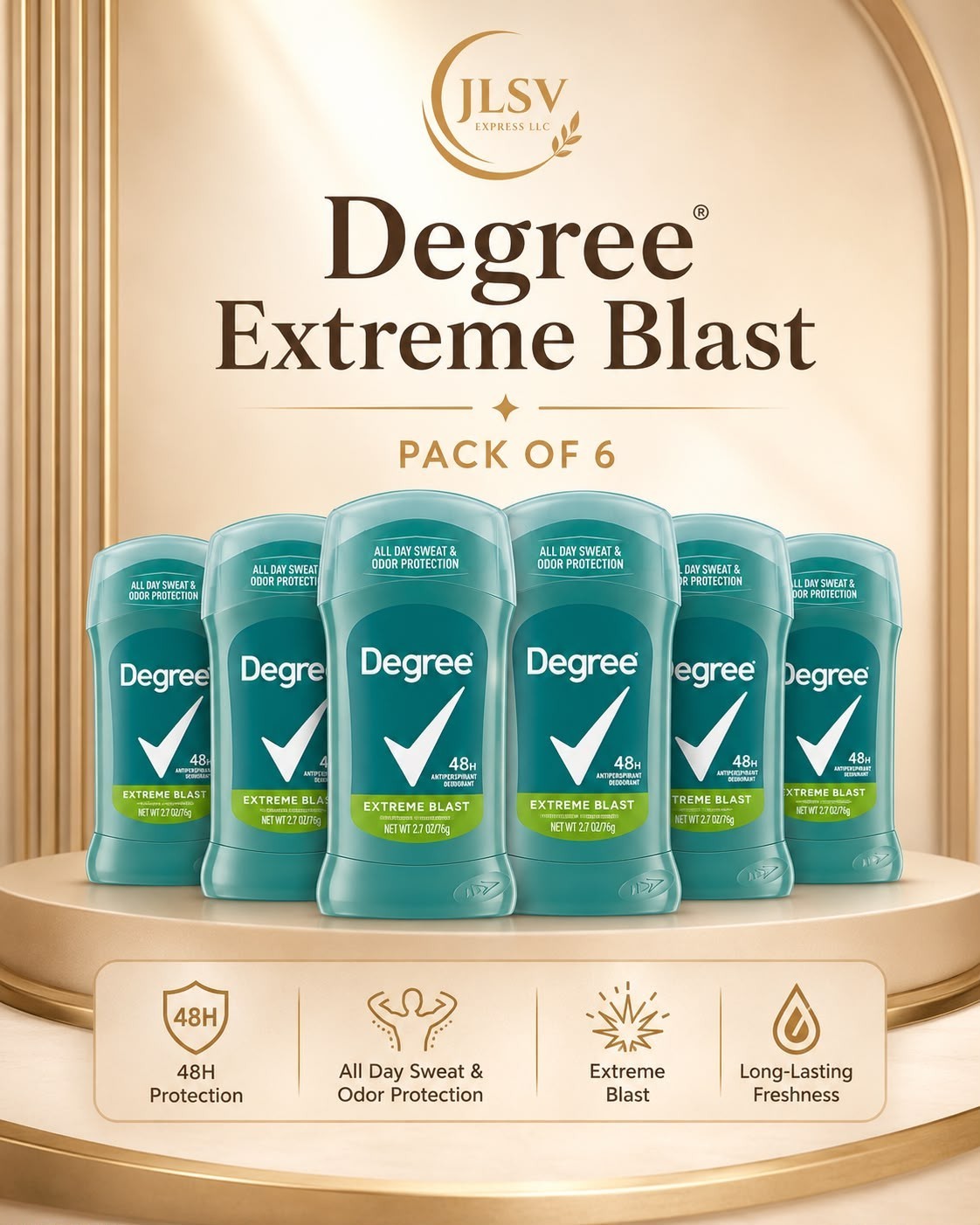 Degree Extreme Blast Antiperspirant Deodorant 2.7 oz, 48-Hour Protection, 6 Pack