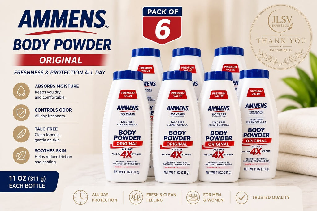 Ammens Original Body Powder Talc-Free 11 oz (311 g) – Pack of 6 Value Pack