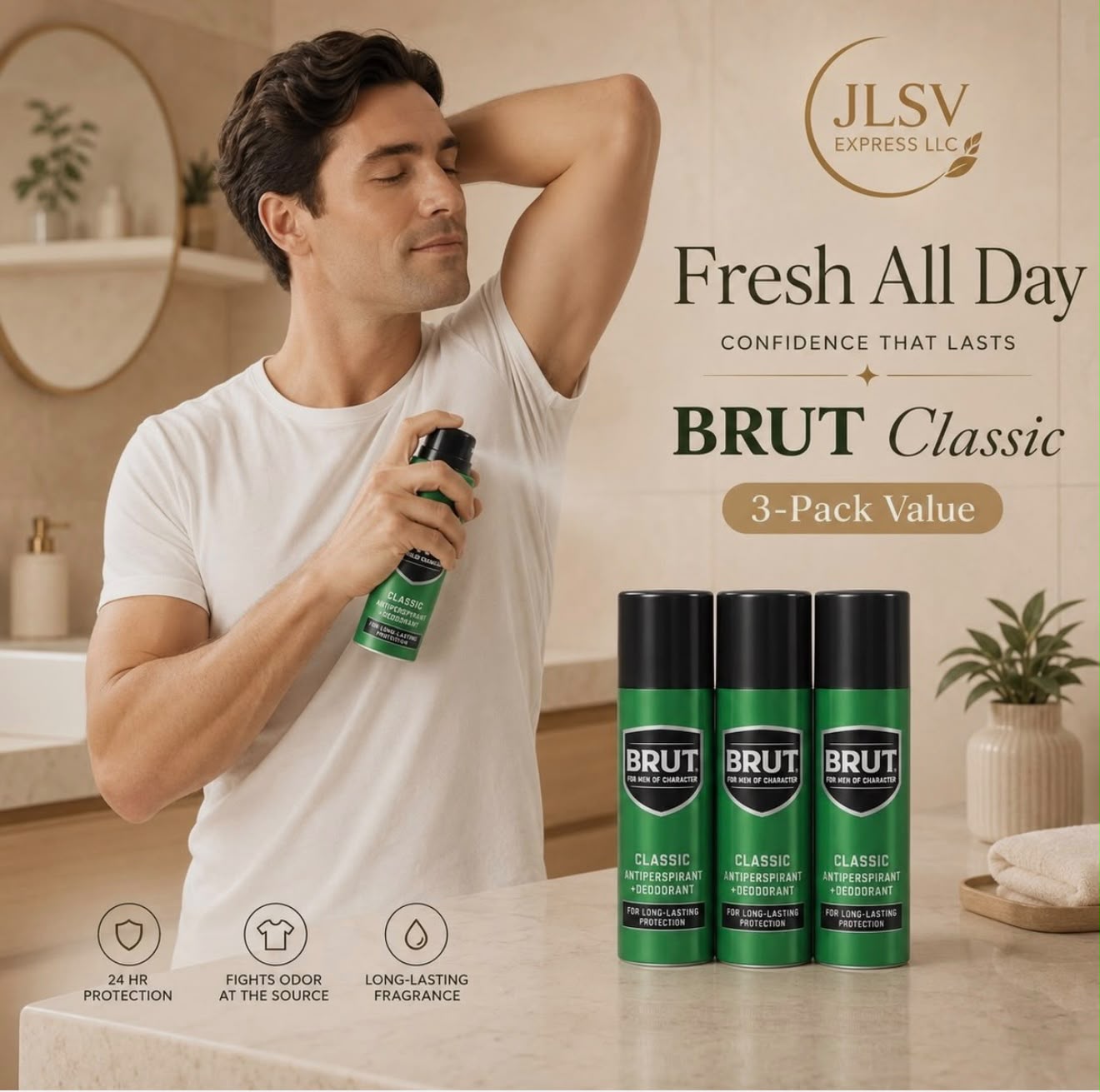 BRUT Classic Antiperspirant + Deodorant Spray 6 oz (170 g) – 3 Pack
